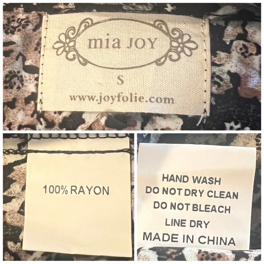 •MIA JOY• Long Sleeve Button Front High Low Midi Dress in‎ Black Floral Size S